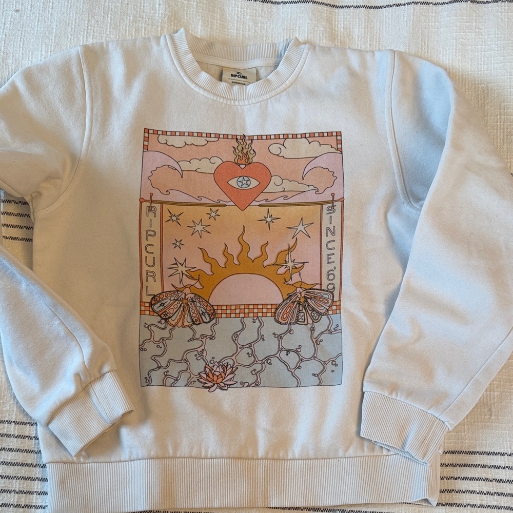 Ripcurl White Graphic Sweatshirt Girls Large 14